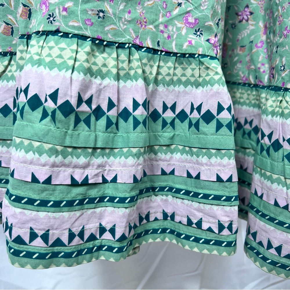 Wonderly Green Floral Boho Midi Dress Size XL Cotton Long Sleeve NWT Cottagecore - Picture 10 of 10